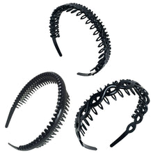 Load image into Gallery viewer, 3 PCS Assorted Black Comb Headband for Women Girls Teeth Hairband
