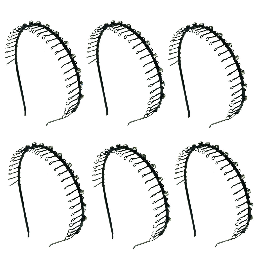 6 pcs Comb Headband Metal Wire Hairband with 13 Crystal Rhinestones