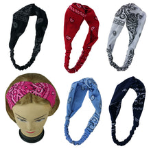 Load image into Gallery viewer, 6 Assorted 3&quot; Paisley Yoga Headbands with Elastic Band For Women Girls Hairbands Headwrap Twisted
